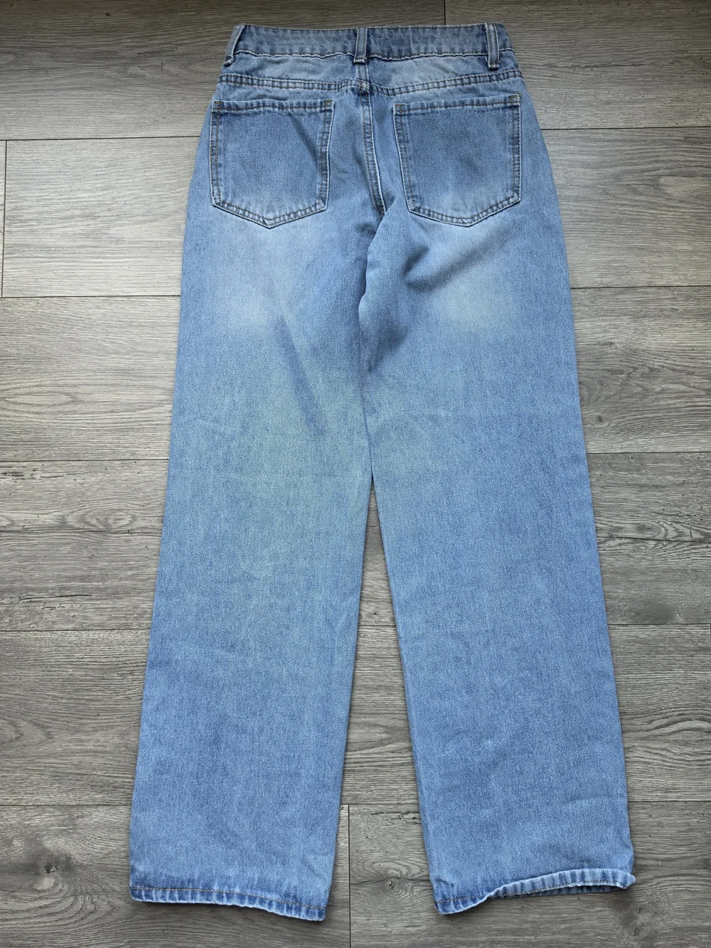 SHEIN Light Blue Denim Jeans with Gold Stitching
